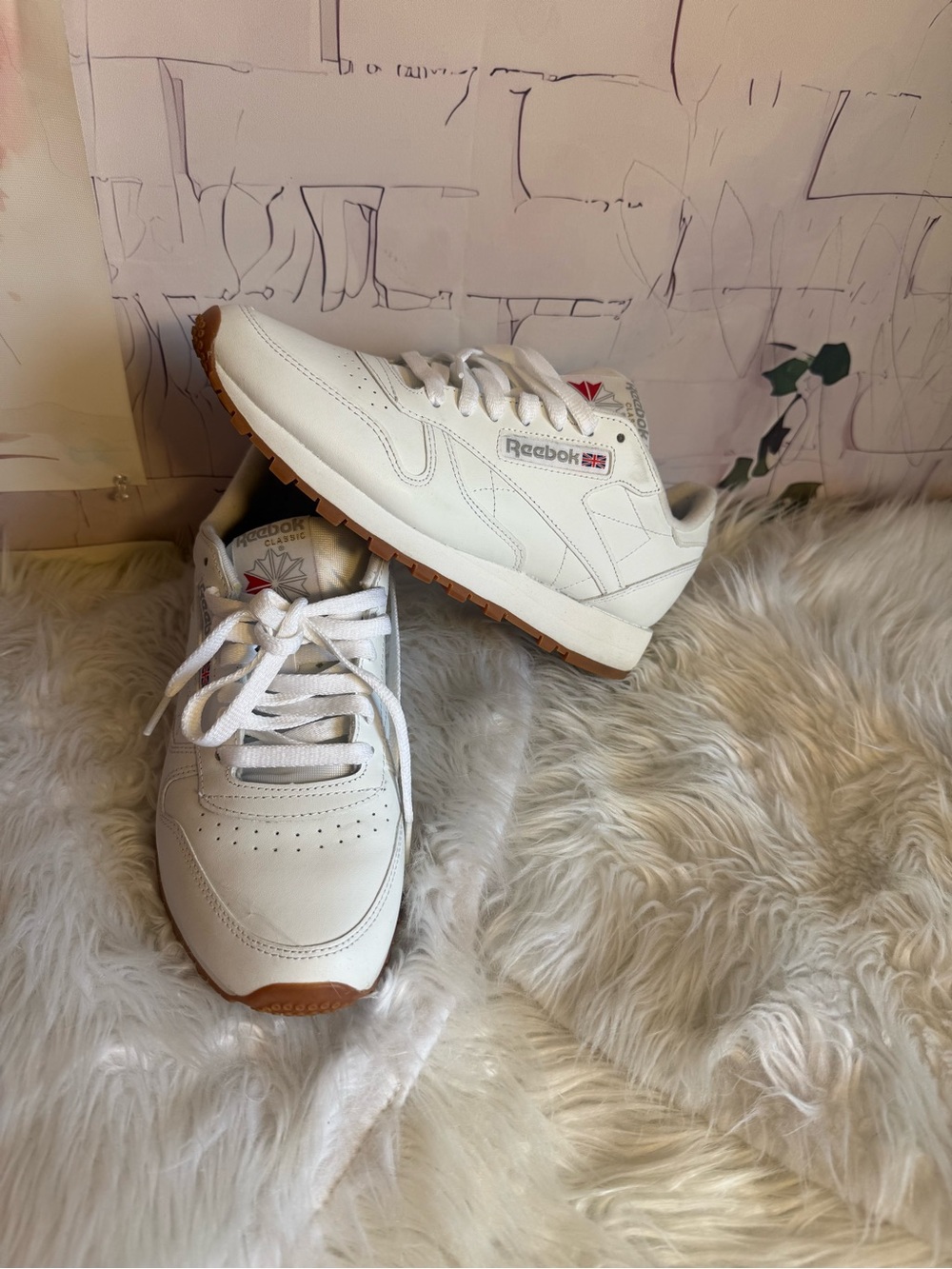 Reebok White Leather Sneakers with Gum Sole